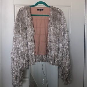 Missguided Silver Fringe Ruffle Jacket